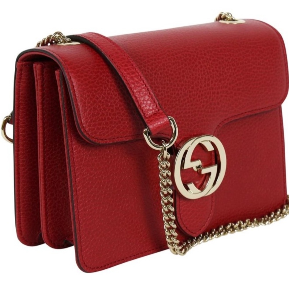 Gucci Interlocking Chain Leather Crossbody Bag